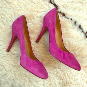 J Crew hot pink suede Heels